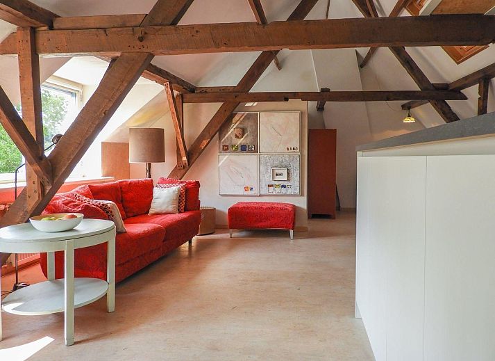 Garden of VZ052 Apartment Sluis in Sluis, Zeeuws-Vlaanderen with deck chairs and green surroundings.