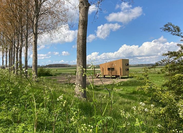 Gezellige eetruimte van Vakantiehuis in Philippine met uitzicht op de groene omgeving in Zeeland.