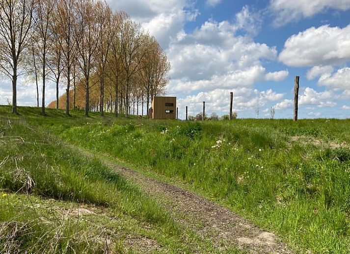 Gezellige eetruimte van Vakantiehuis in Philippine met uitzicht op de groene omgeving in Zeeland.