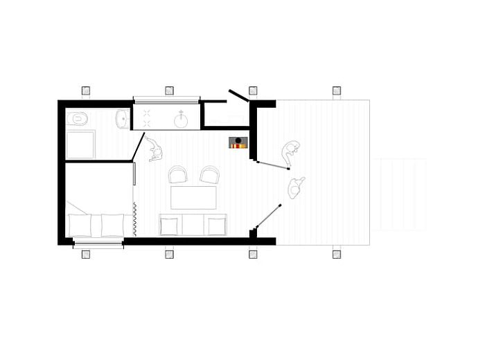 Binnenruimte van Vakantiehuis in Philippine met moderne inrichting en uitzicht op Zeeuwse landschappen.