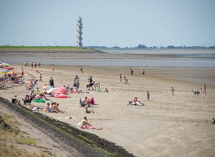 Luchtfoto van Receatieboerderij de Zeemeeuw in Ossenisse, Zeeuws-Vlaanderen, met weids uitzicht over het landschap van Zeeland.