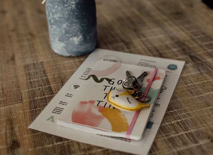 Welkom bord in de gang van Vakantiehuisje in Retranchement, Zeeuws-Vlaanderen, Zeeland.