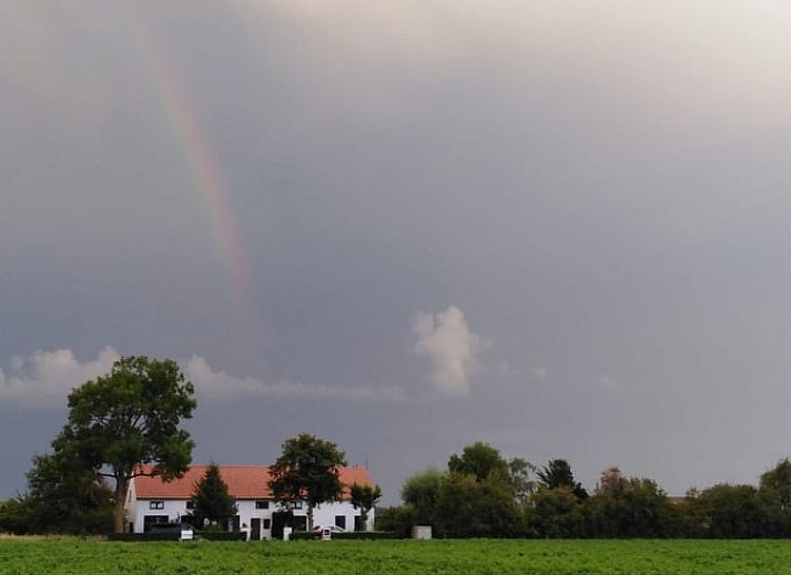 Gezellige voorgevel van Vakantiehuisje in IJzendijke, Zeeuws-Vlaanderen, Zeeland.