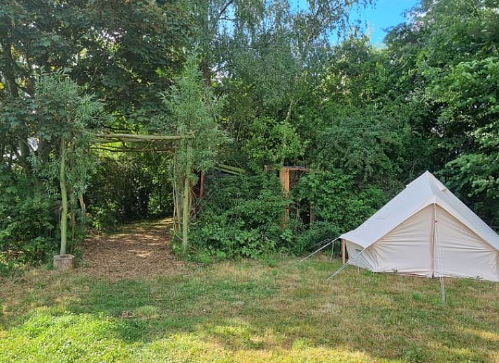 Prachtige tuin bij Huisje in Terneuzen, vakantieaccommodatie in Zeeland met veel groen.