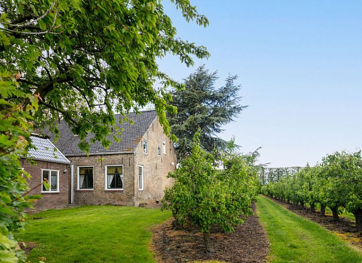 Ruime keuken met lange houten tafel in Vakantiehuis Groepswoning De Appelgaard, Zaamslag, ideaal voor groepsmaaltijden.