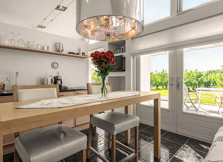 Enjoy the view of the vineyard from the veranda of Holiday Home De Orangerie in Zaamslag, Zeeuws-Vlaanderen, Zeeland.