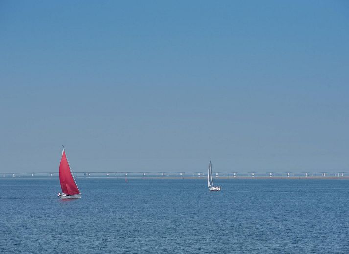 Geraeumige Sitzecke im Ferienhaus Waterresort Oosterschelde Haus Nr. 91, Wemeldinge, mit moderner Einrichtung und grossen Fenstern.