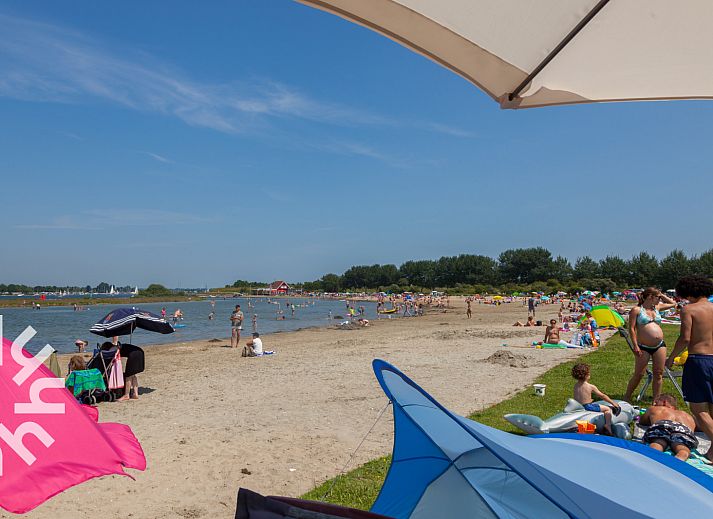 Gemuetlicher Garten des Ferienhauses ZE207 in Oud Sabbinge, mit Sitzgelegenheiten und bunten Blumen.