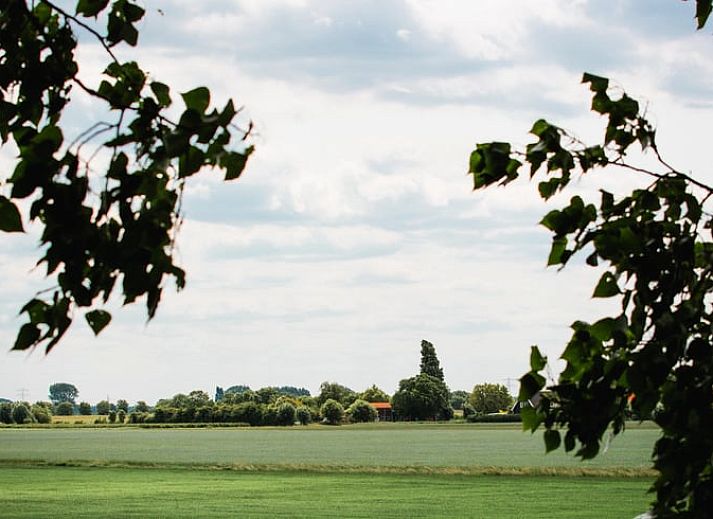 Charmant Vakantiehuisje in Lewedorp, Zuid-Beveland, Zeeland met zonnige gevel en omringd door groene natuur.