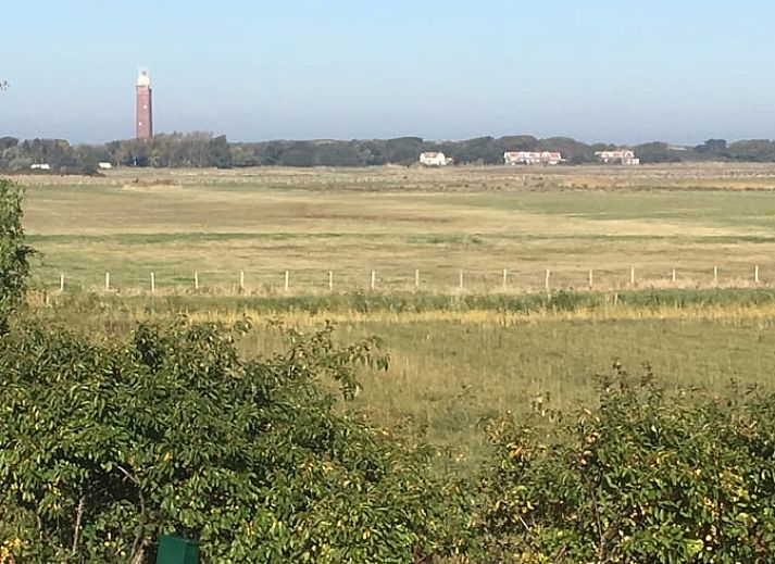 Vakantiehuis in Ouddorp, Goeree-Overflakkee met grasveld en duinen in Zuid-Holland.