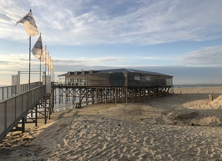 Buitenkant van Vakantiehuis Ouddorp met zonnig terras en ligstoelen in Zuid-Holland.