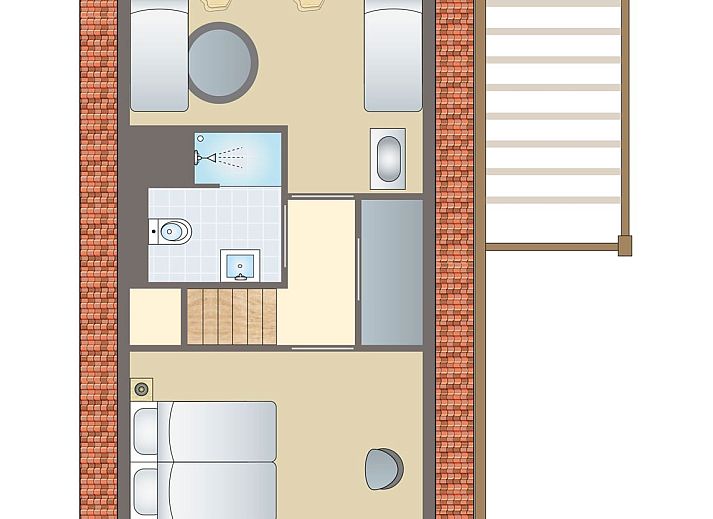 Gezellige kindvriendelijke slaapkamer in De Reeuwijkse Plassen 4-persoons kinderwoning in Zuid-Holland.