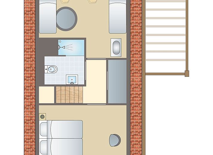 Kinderkamer in De Reeuwijkse Plassen 4-persoons kinderwoning 4CK2 in Reeuwijk, Groene Hart, Zuid-Holland.