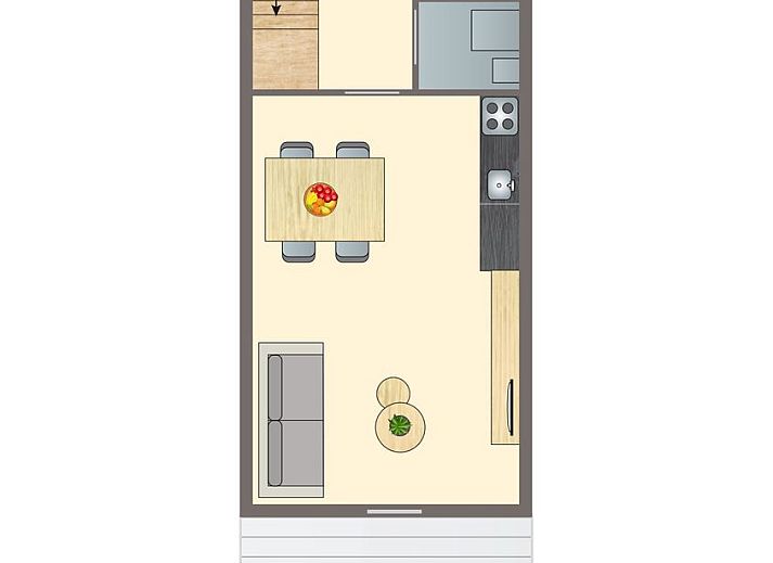 Moderne keuken in De Reeuwijkse Plassen 2-persoons waterwoning 2C, Reeuwijk, Groene hart, Zuid-Holland.