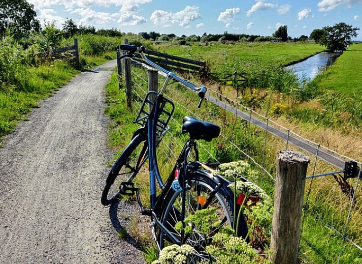 Bike route along meadows near Holiday home in Nieuwveen, Green Heart, South Holland.