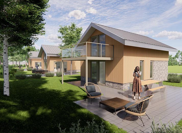 Chalet in Warmond, een vakantiehuis in het Groene Hart, Zuid-Holland, omringd door groene natuur en een ruime tuin.