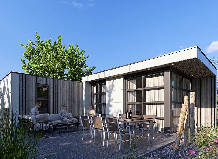 Entspannen Sie sich auf der grozgigen Terrasse des freistehenden Hauses in Warmond, einem Ferienhaus im Grnen Herzen von Sdholland.