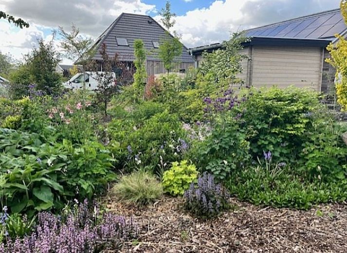 Enjoy the terrace at Holiday Home in Noorden, Green Heart, South Holland, surrounded by lush nature and rustic charm.