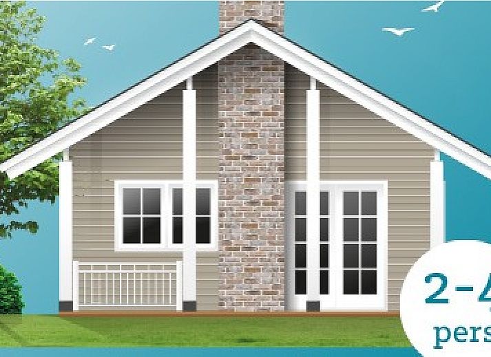 Ruime veranda van Bungalow type Cypres XS in Noordwijk, Noordzeekust, Zuid-Holland omringd door natuur.