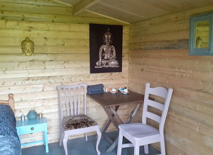 Cozy interior of Holiday home in Simonshaven with wooden interior, South Holland.