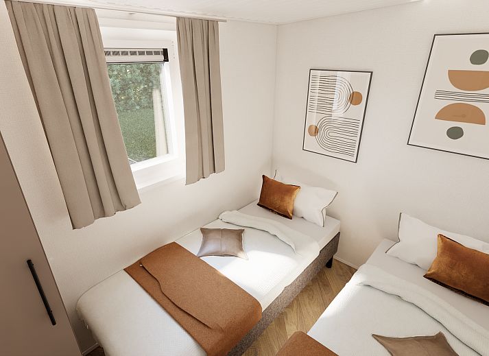 Modernes Wohnzimmer in einem freistehenden Haus in Hellevoetsluis, Ferienhaus in Voorne Putten, Sdholland, mit stilvoller Einrichtung und viel Licht.