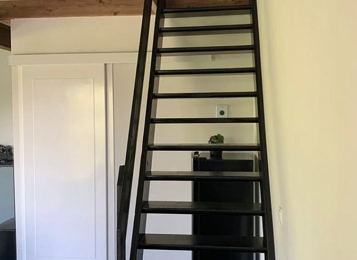 Modern kitchen in Cottage in Tinte, Voorne Putten with garden view.