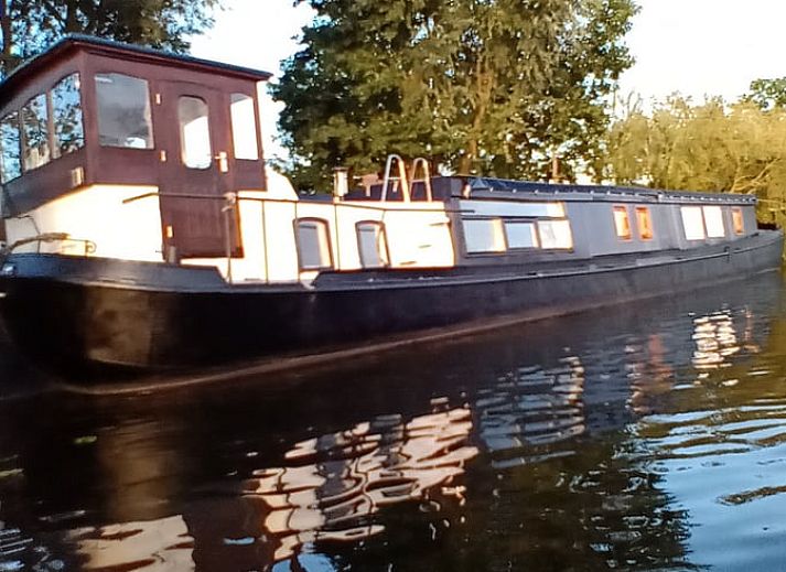 Vakantiehuis in Rotterdam, een unieke woonboot in de natuur van Zuid-Holland, biedt een prachtig uitzicht op het water.