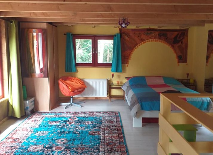 Gezellige binnenruimte van Vakantiehuisje in Groesbeek met kleurrijke inrichting in het Rijk van Nijmegen.