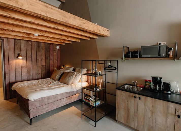 Blick von der Terrasse des Ferienhauses in Groesbeek, umgeben von Gruen, Rijk van Nijmegen, Gelderland.