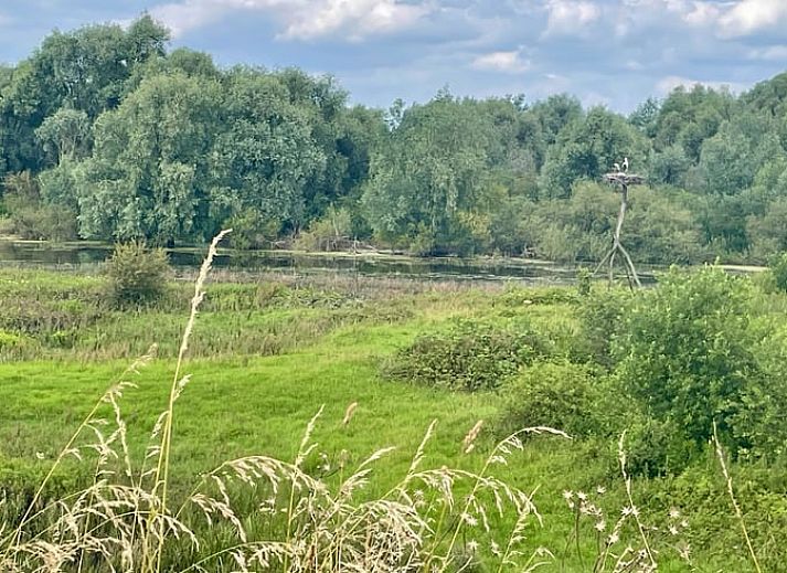 Seating area with view through to bedroom in Cottage in Erlecom, Gelderland.