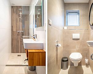 Moderne badkamer in Type C Appartement de Stoeterij, De Cocksdorp, Texel met inloopdouche en strak design.