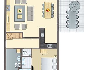 Sluftervallei 8-persoons bungalow 8L in De Cocksdorp, Texel met rieten dak en ruime tuin.