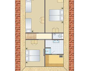Gezellige woonkamer in Sluftervallei 8-persoons bungalow 8L, De Cocksdorp, Texel met open keuken.