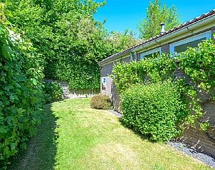 Genieen Sie den grnen Garten von Bungalow Slufterhoek 108, einem Ferienhaus in De Cocksdorp, Texel, umgeben von ppiger Natur.