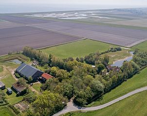 Aerial photo of Cottage in De Cocksdorp, vacation home surrounded by nature in Texel, Wadden Islands.