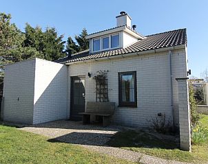 Vakantiehuis F 569 in De Cocksdorp, Texel, biedt een charmante buitenruimte met groene omgeving en uitnodigend terras.