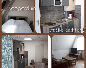 Moderne studio-indeling in Vakantiehuis Koogerduin, De Koog, Texel, met kitchenette en zithoek.