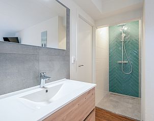 Stijlvolle badkamer van Vakantiehuis Kamperfoelie 51 in De Koog, Texel met inloopdouche.