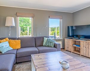 Stijlvolle zithoek met televisie in Vakantiehuis Kamperfoelie 71, De Koog, Texel.