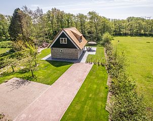 Luftaufnahme von Landhuis De Wije Blick, Ferienhaus in De Koog Texel, mit weitlufiger Landschaft.