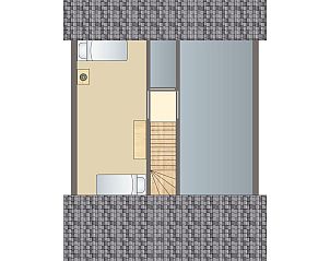 Gezellige woonkamer van Beach Park Texel 4-persoons villa 4B met open haard in De Koog.
