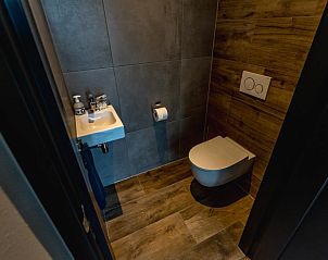 Stijlvol toilet met houten accenten in vakantiehuis 36 - 12 Bonte Specht in De Koog, Texel.