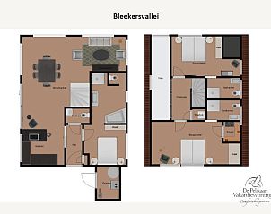Plattegrond van 39 - 16B Wulp - BLV, vakantiehuis in De Koog, Texel met indeling van kamers.
