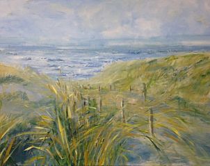 Schilderij van zeezicht bij Texel Villa Duinzicht, vakantiehuis in De Koog, Texel, Waddeneilanden.