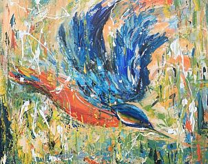 Vogelschilderij in Texel Villa Duinzicht, vakantiehuis in De Koog, Texel, Waddeneilanden.