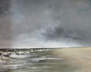 Schilderij van Amelandse kust in Zeealsem vakantiehuis, Ballum, Ameland.