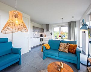 Open keuken en woonkamer in Vakantiehuisje in Den Burg, Texel, Waddeneilanden.