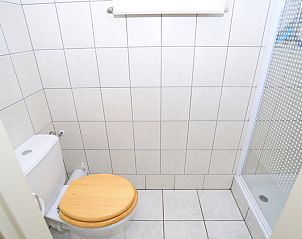 Moderne badkamer in De Kievit vakantiewoning Den Hoorn Texel met douche en toilet.
