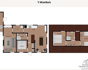 Karte des Ferienhauses in Den Hoorn, Texel, mit einer bersicht der Zimmer und der Einrichtung.