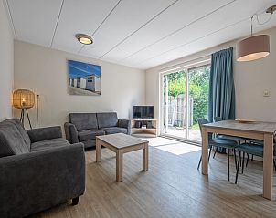 Moderne woonkamer in Type 2 - 4 persoons vakantiehuis, De Dennen, Texel met tuinzicht.